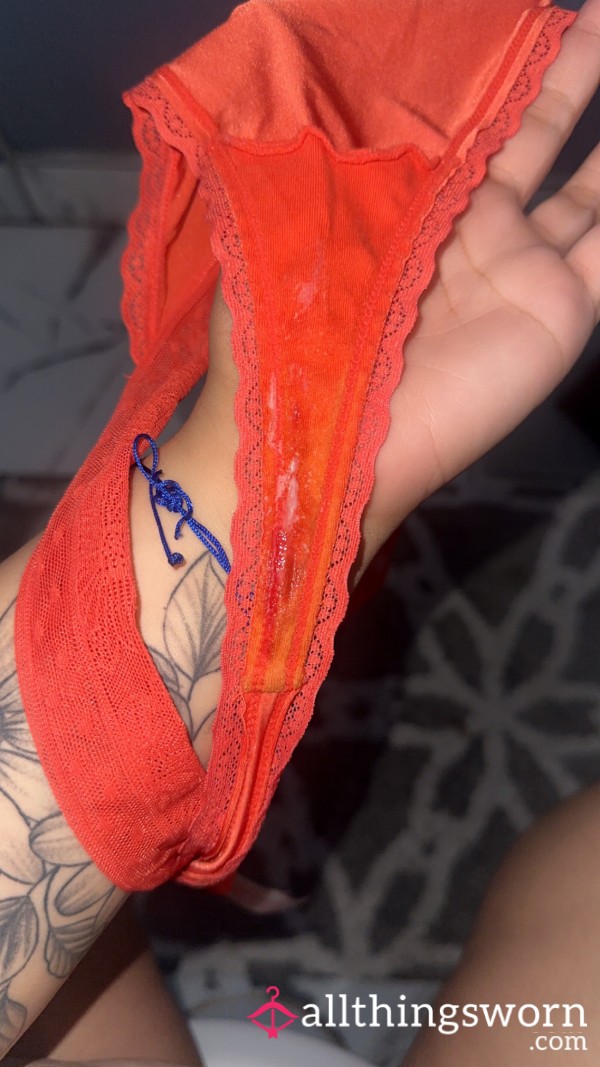 Red Juicy Thong C*mmed On