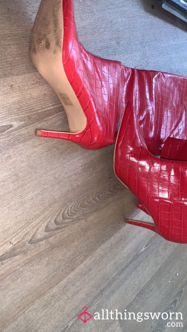 Red Knee High Boots