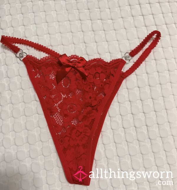 Red Lace And Charm Thong Add On Pu**y Pic Option