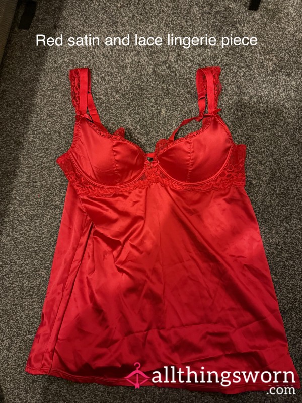 Red Lace And Satin Cami Top