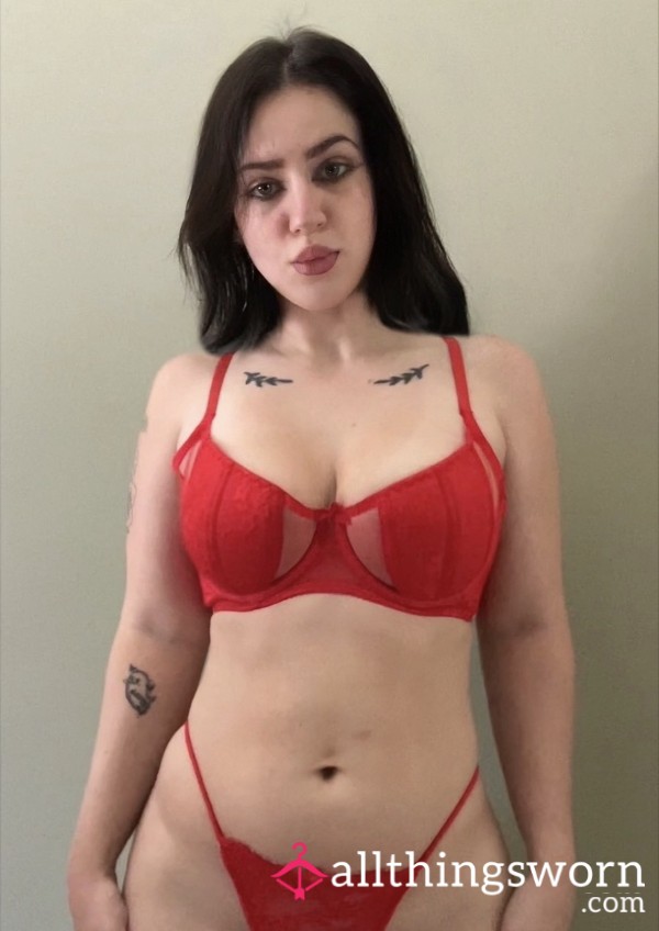 Red Lace Bra — 34DD