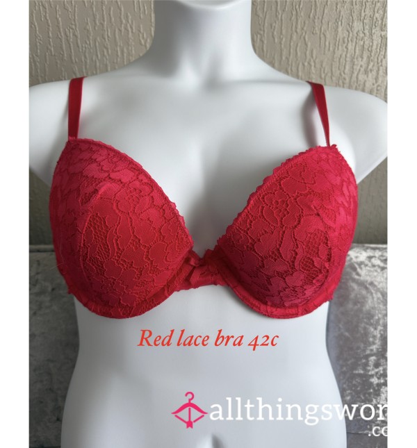Red Lace Bra 42c Worn Just For You