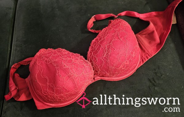 Red Lace Bra | Worn, Marked, & Touched By Grease
