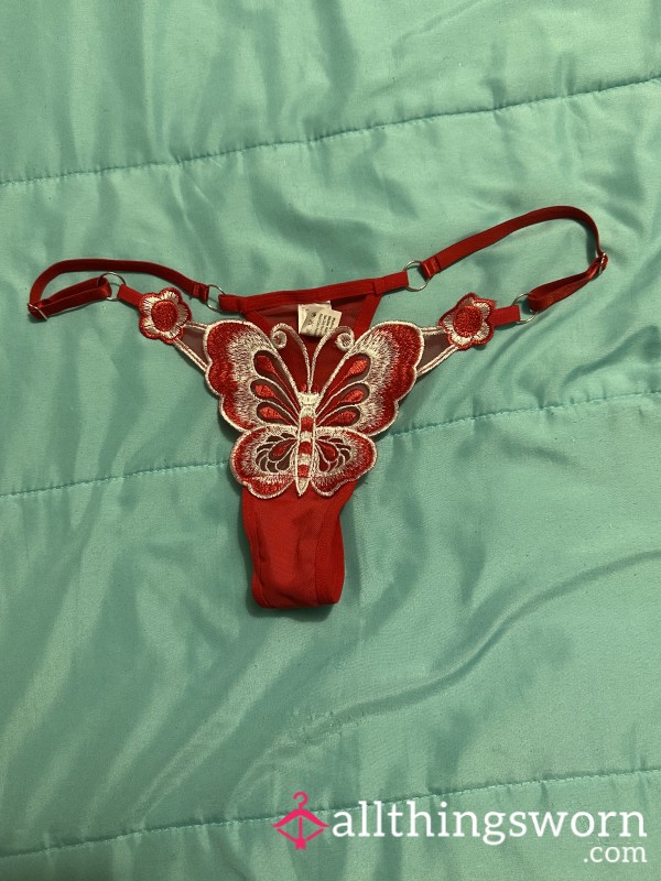 Red Lace Bu*terfly Thong