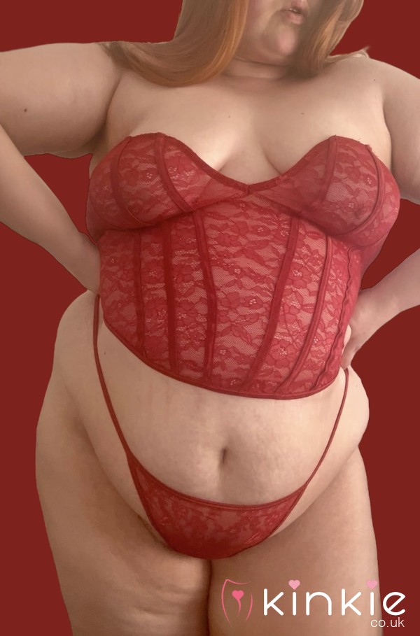 ♥️ Red Lace Corset And G-string Plus Size Lingerie Set ♥️
