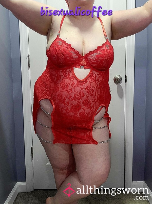 Red Lace Flor*l And Chains