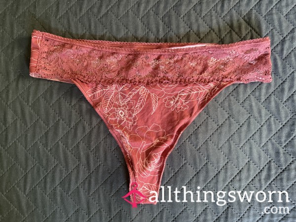 Red Lace Flor*l Thong