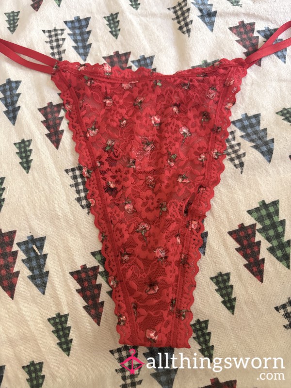 Red Lace Flor*l Victoria’s Secret Thong