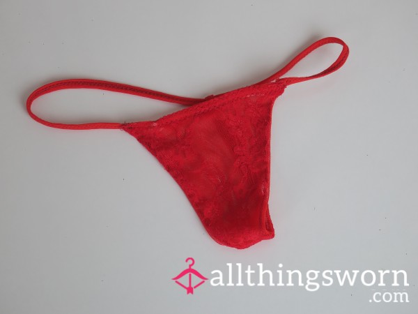 Red Lace G-String – Worn Overnight ❤️