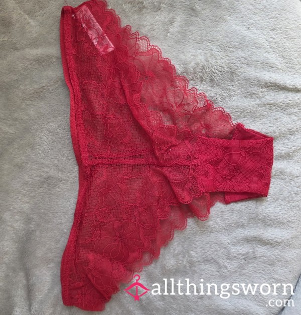 Red Lace High-Waist Panties