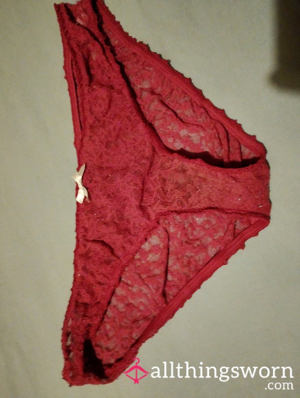 Red Lace Panties UK Size 14-16