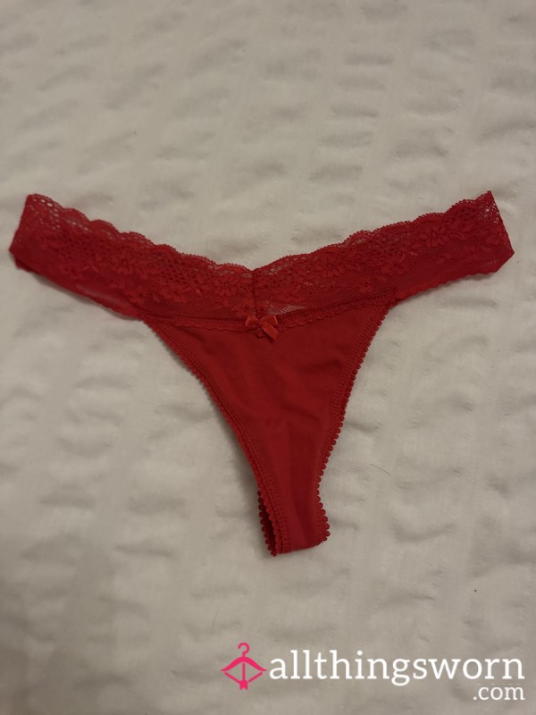 Red Lace Panties Worn 24 Hours ❤️