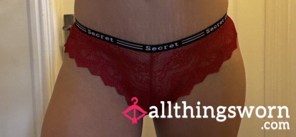 💋 Red Lace Secret Panties With Cotton Gusset 12/14💋