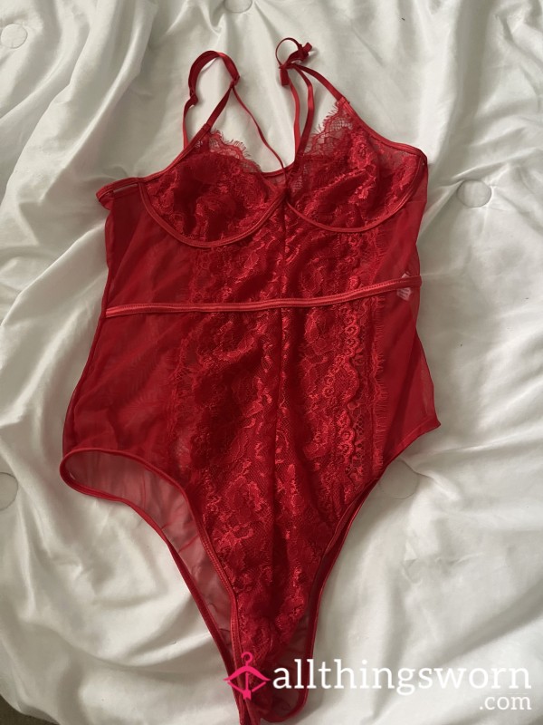 Red Lace See Through Lingerie