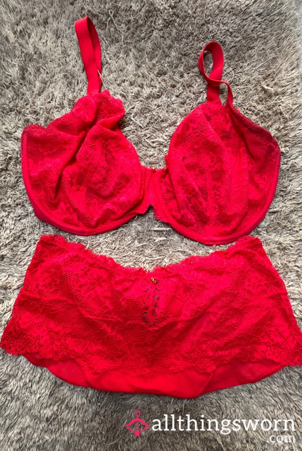 Red Lace Set — Ripe And Lingering With My Scent! ❤️