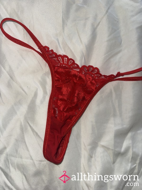 Red Lace & Silk S** Thong