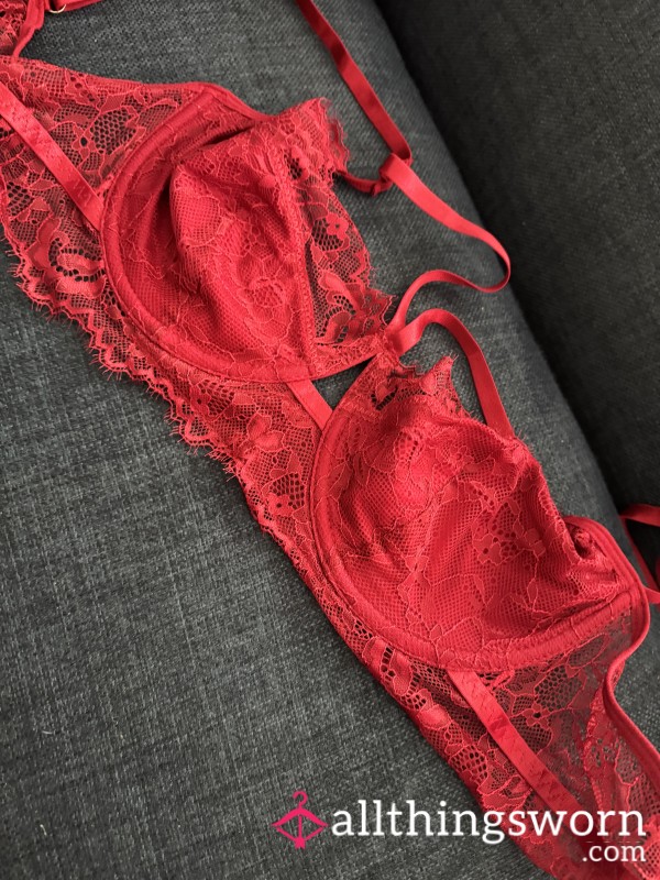 Red Lace Temptation Bra – For Sale Or Worn For You
