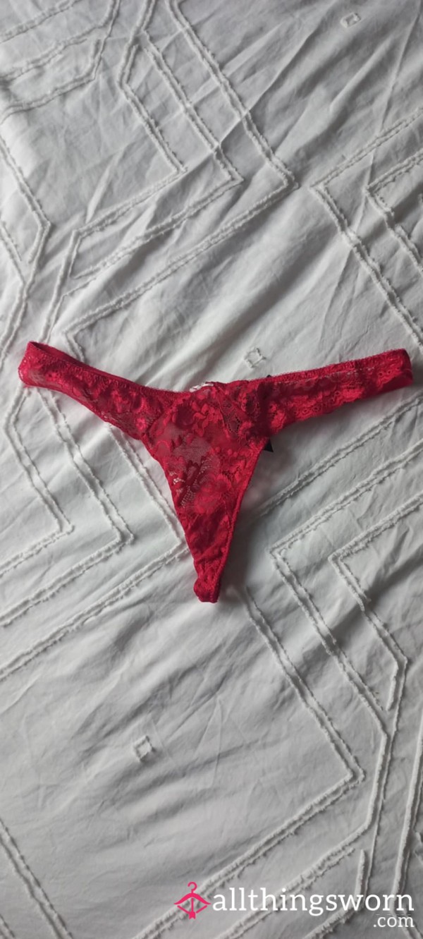 Red Lace Thong - 24hr Wear (+ S**)