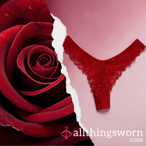 Ruby Secrets ⋆ Well Worn Lace Thong ⋆ Cotton Gusset
