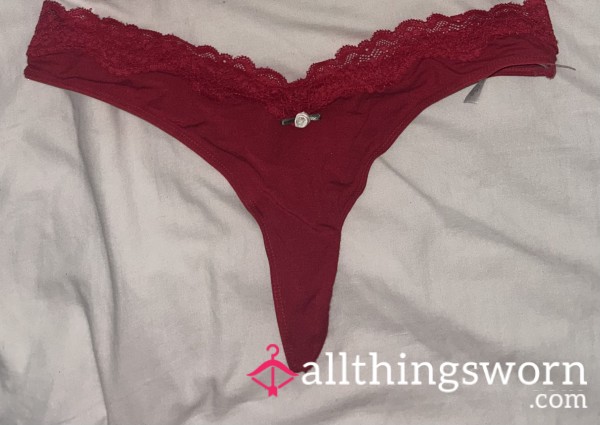 💋 Red Lace Trim Thong 💋