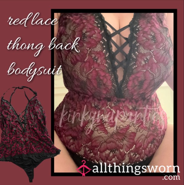 Red Lace Thong Bodysuit - Includes 2-day Wear & U.S. Shipping