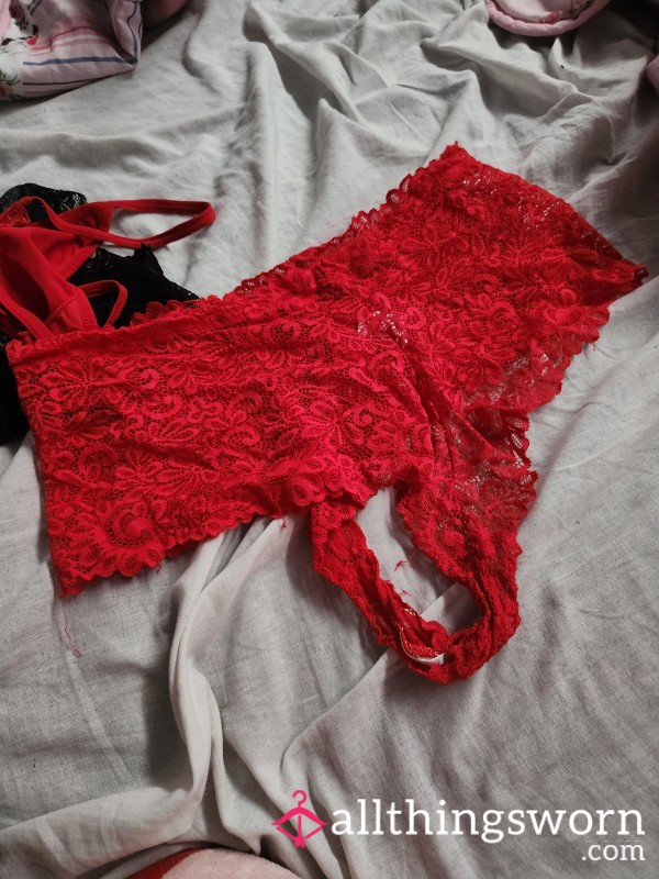 Red Lace Thong Briefs