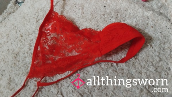 Red Lace Thong Worn For 2 Days!!