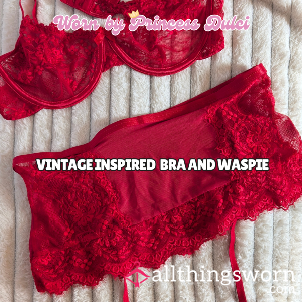 Red Lace Vintage Inspired Bra And Waspie!