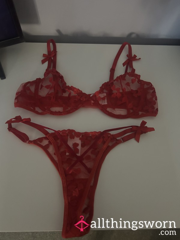 Red Lace With Hearts