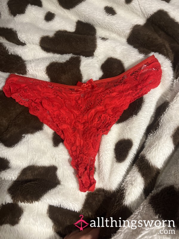 Red Lace Worn Panties