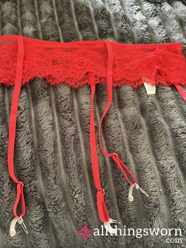 Red Lacey Suspenders