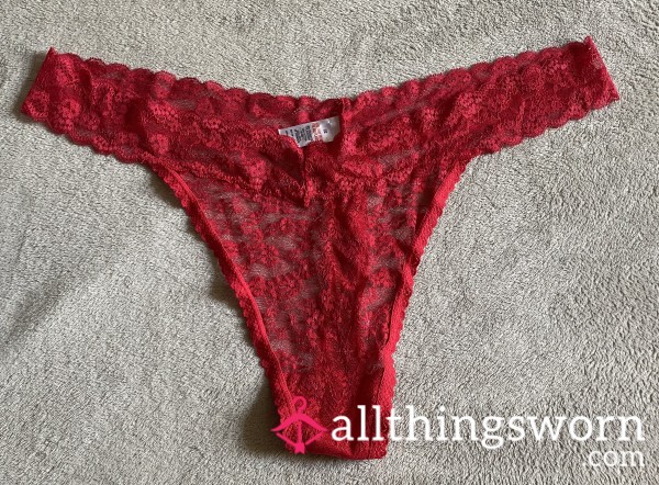 Red Lacey Thong