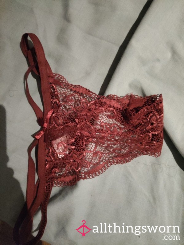 Red Lacey Thong