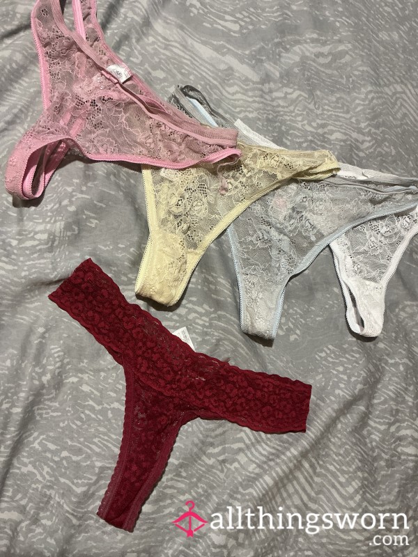 Red Lacey Thong Used During Gym Workout
