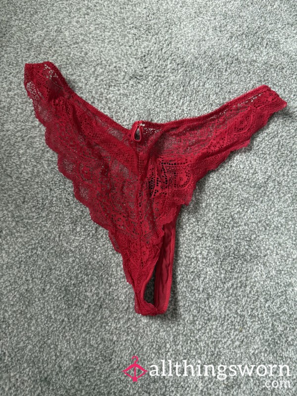 Red Lacey Thong, Well Worn