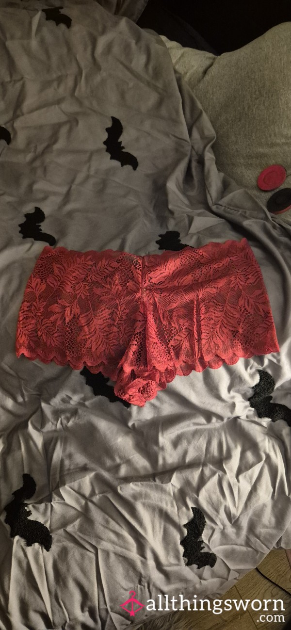 Red Lacy Knickers Worn By A BBW Goddess