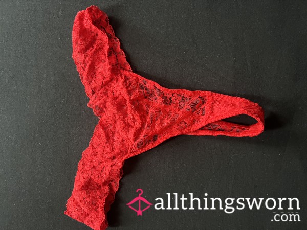 Red Lacy Soft Thongs Size L