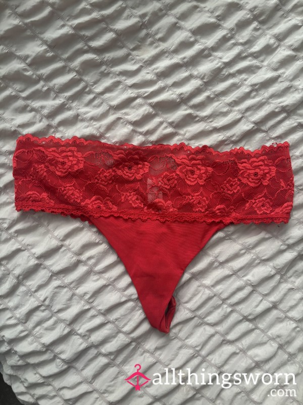 Red Lacy Thong