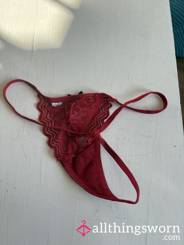 Red Lacy Thong