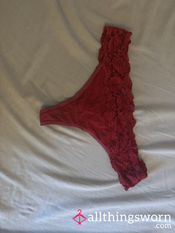Red Lacy Thong