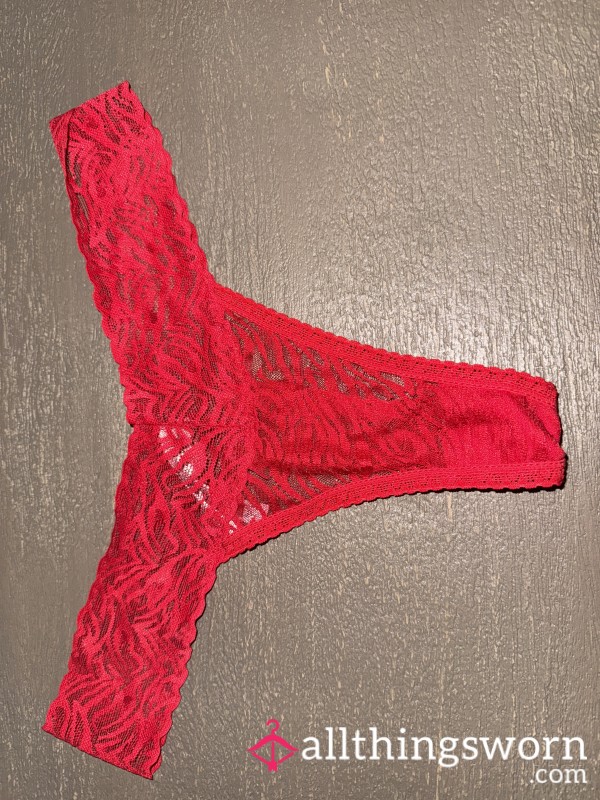 Red Lacy Thong
