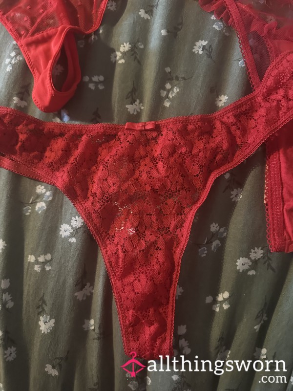 Red Lacy Thongs
