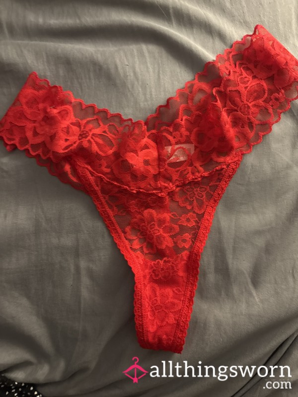 Sorry Guys These Are Now Sold. Look Out For Further Offers 💕Red Lacy Thongs. Going To Be Worn All Night Tonight On My Night Shift. Can Be Brought Tomorrow Warm Damp And Well Worn ❤️