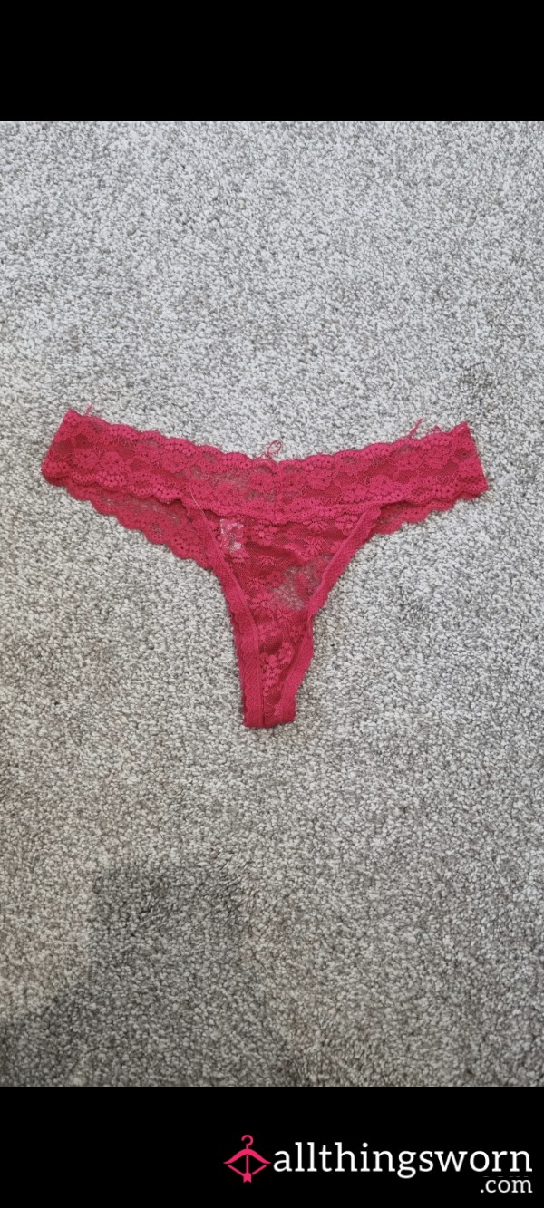 Red Lacy Well Worn Thong