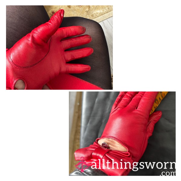 Red Leather Spanking & Poise Gloves