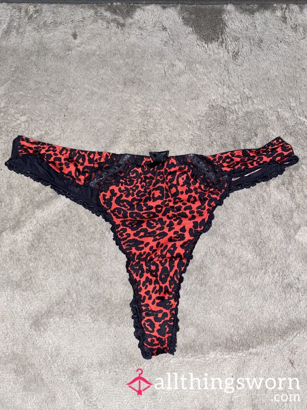 Red Leopard Print Thong Worn All Day
