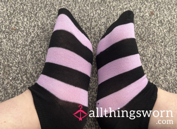 Red & Lilac Stripy Socks