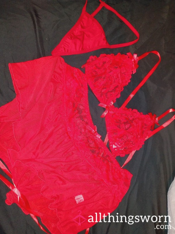 Red Lingerie Set Includes Thong 😍