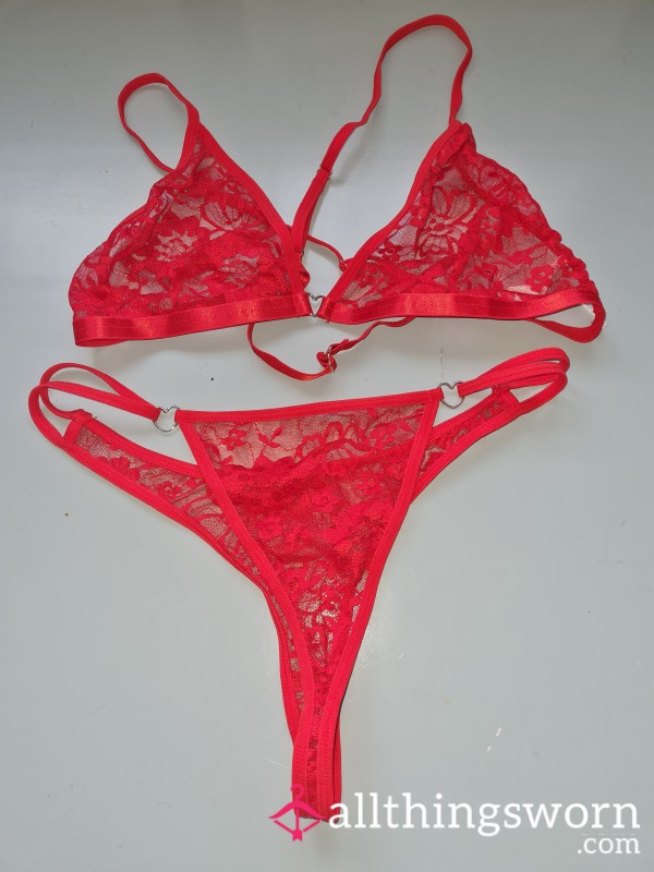 Red Lingerie Set Worn For A Night