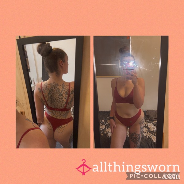 Red Matching Cotton Lingerie Set